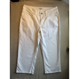 Riders By Lee Jeans 10m Mid Rise White Capri Women's Size With Rhinestones